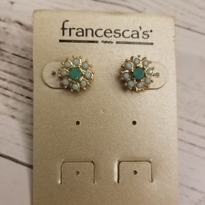 Mint floral post stud earrings! NWT